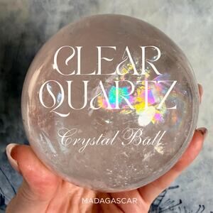 HUGE 88 mm Clear Quartz Crystal Sphere from Madagascar